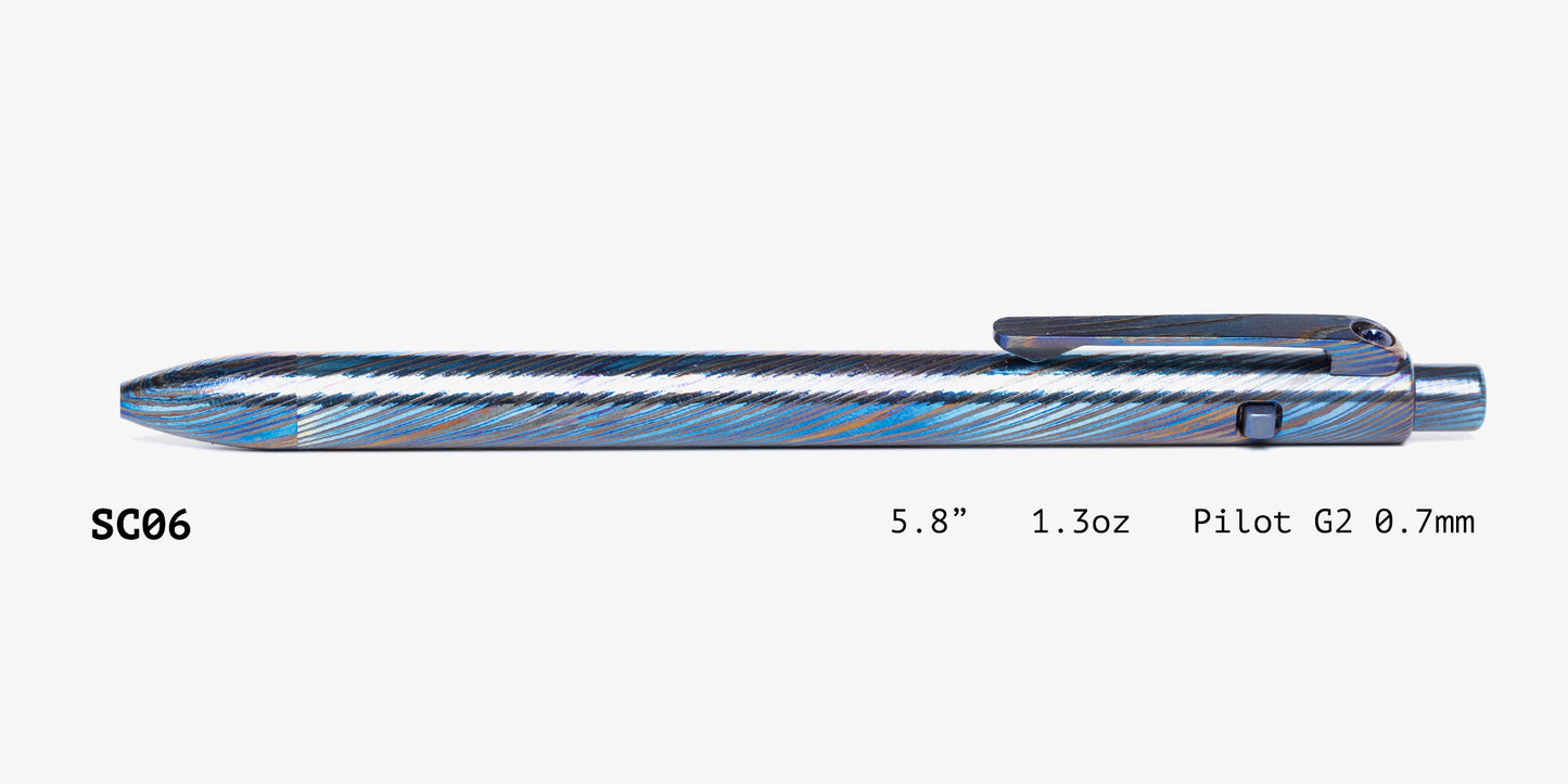 Full Zirconium Damascus Side Click Pen