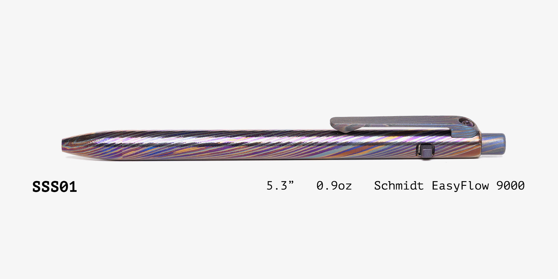 Full Zirconium Damascus Slim Side Click Pen