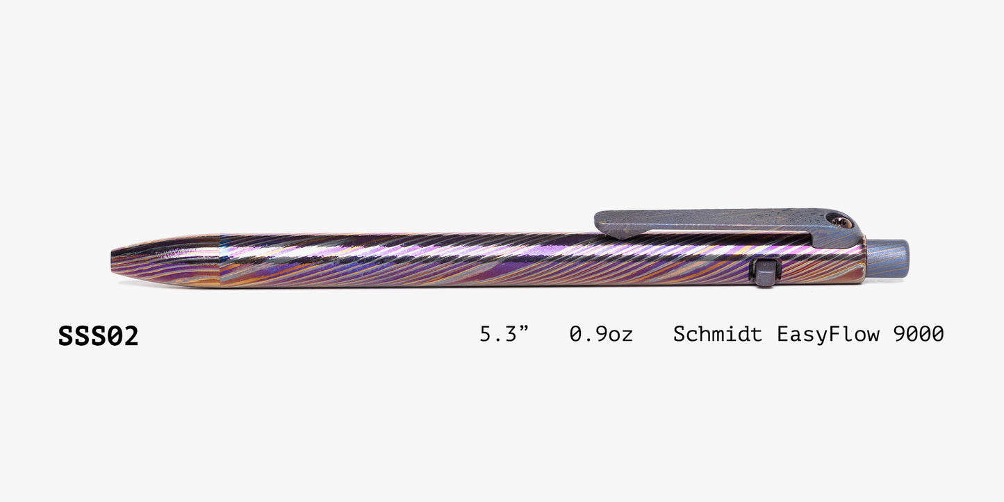 Full Zirconium Damascus Slim Side Click Pen