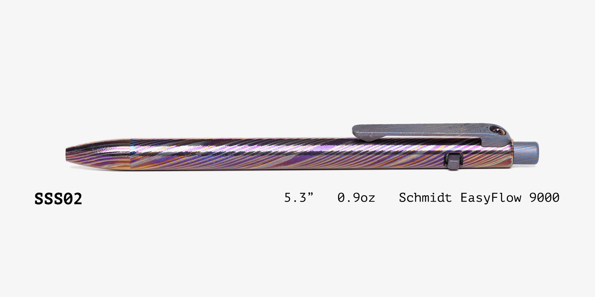 Full Zirconium Damascus Slim Side Click Pen